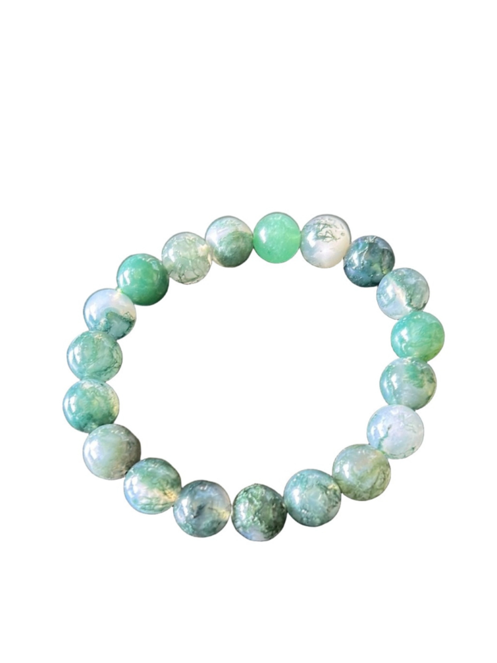 Green Moss Agate Beaded Bracelet for healing, growth and renewal